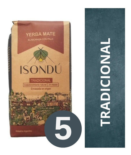 Isondú Yerba Mate Tradicional Pack 5 X 500 Gr 0