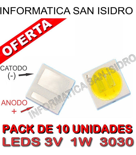 Pack 10 LED 3V 1W 3030 Backlight LEDs TV 1