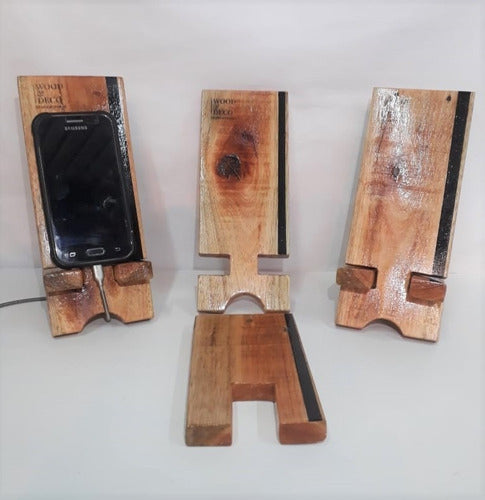 Wood&Deco Vintage Wooden Cell Phone Stand 0