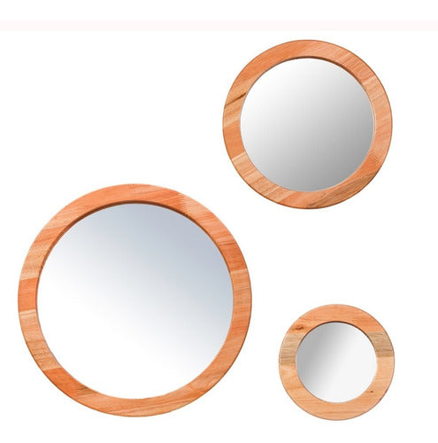 Round Wooden Frame Circular Mirror - 100cm Diameter 2