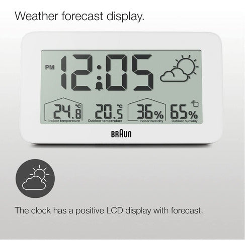 Relógio De Estação Meteorológica Braun Digital Com Interior/ 4
