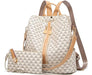 Makes Beige PU Leather Women's Backpack in Checkered Design 0