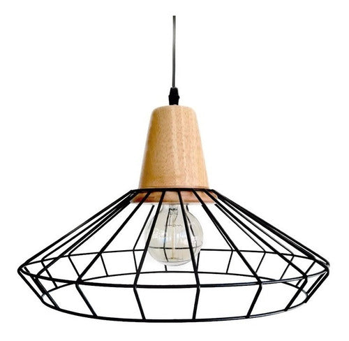 Alta Gracia Industrial Vintage Wood and Iron Ceiling Lamp 0