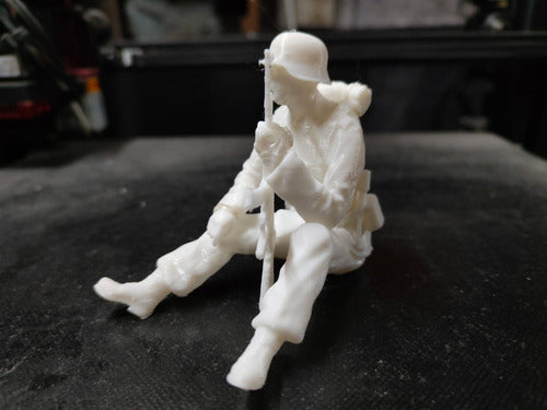 Horse3D German Soldier Resting WW2, 20cm Height White 2