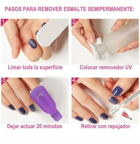 Kit Removedor Uv Broches Toallitas Wipes P Semipermanentes 7