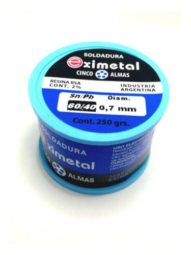 Carretel Rollo 100gr Estaño 0.7mm 60/40 Eximetal Cinco Almas 1