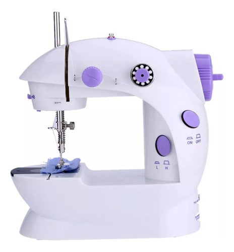 Orix Mini Straight Sewing Machine in White and Lilac with Light and Pedal 0