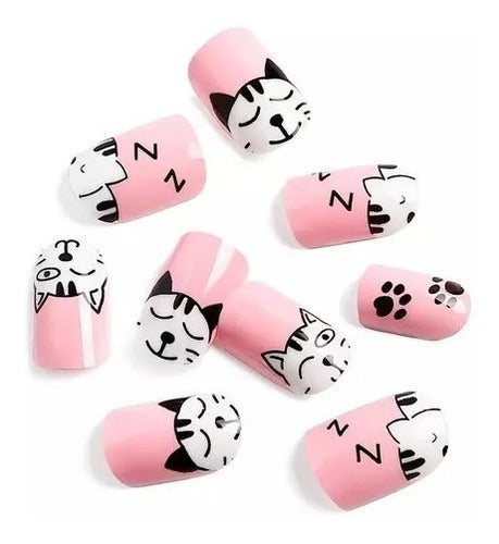 COTILLON LUMINOSO MI SOUVENIR Fake Nails X120 for Girls - Printed + Adhesive 0