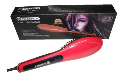 Suzika Digital Electric Hair Straightener Brush Red 0