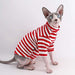 Sphynx Gato Sin Pelo Rayas Rojas Camisetas De Algodon De Ve 1