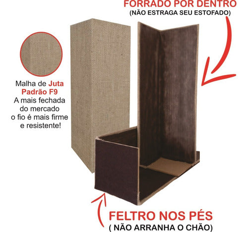 Arranhador P/gato Sofá/ Cama Juta 45cm - Par (2un) Mdf 6mm 1