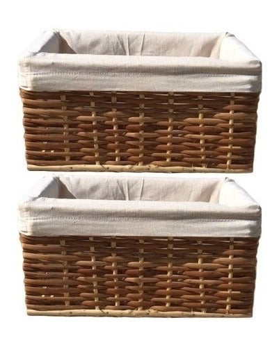 Decoteff Wicker Basket Organizer Set 40x30x20cm X2 with Cover 0