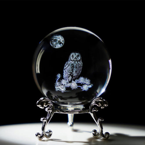 Hdcrystalgifts 3D Laser Crystal Ball Paperweight Owl 60mm 1