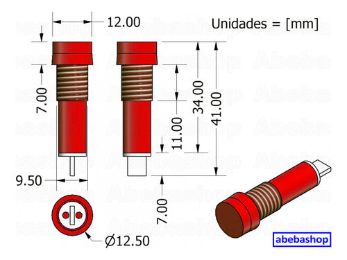 Abebashop Pack 20x Luz Piloto 10mm 220VAC Alterna AC Rojo Ojo De Buey 2