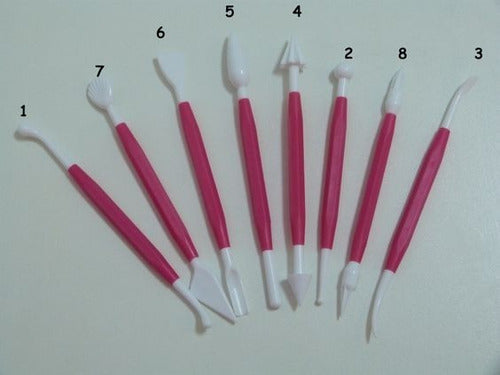 8 Double-Ended Plastic Tools for Fondant Cold Porcelain Pastry Modeling 1