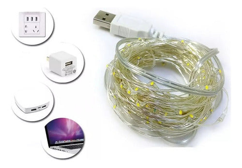 Warm 100 Microled Wire Lights 10 Meters USB x3 Pack 0