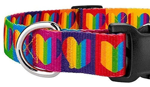 Country Brook Petz - Deluxe Rainbow Hearts Dog Collar 1