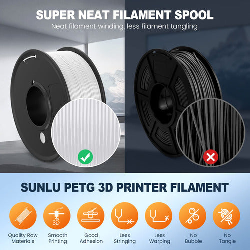 Sunlu Multicolor PETG Filament 3D - 8 Spools, 1.81 Kg Total 3