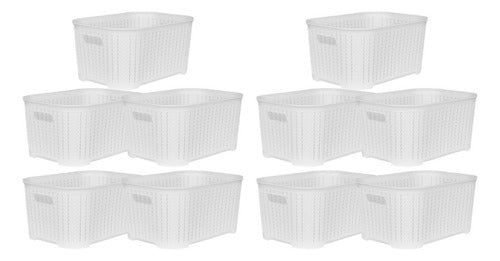 Plásticos Cerri Set of 10 Rattan Storage Baskets Small 0