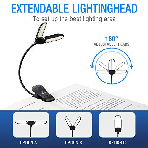 Vekkia 14 LED Rechargeable Book Light with Adjustable Clip 180 Degrees 4