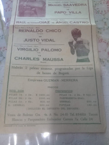 Antiguo Programa Velada De Boxeo Internacional Angel Castro 1