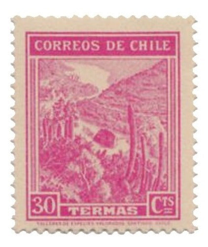 Antiguo Sello Chileno Correos De Chile 30 Termas Cts 1938 0