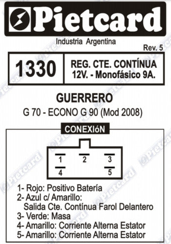 Pietcard Regulador 12V Guerrero G 90 Pietcard 1330 3