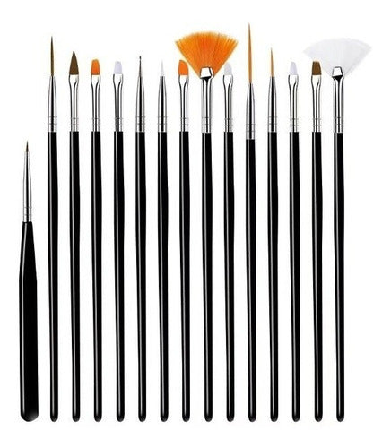 Kit of 15 Brushes for Nail Art Sculptures 6