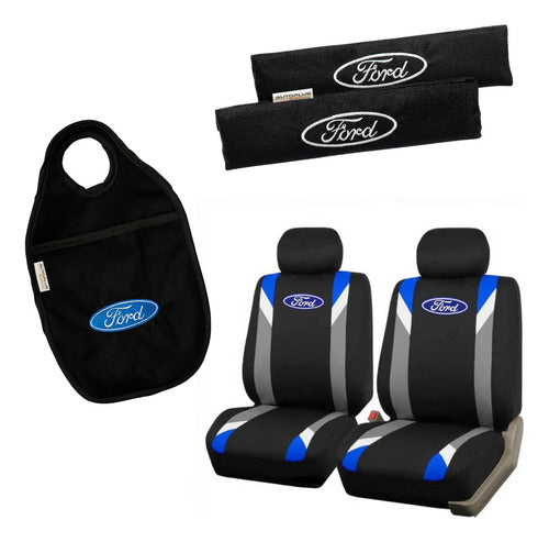 Autoplus Accesorios Funda Tela Gris Azul + Cubre Cinto + Bolsa Resíduos Ford 0