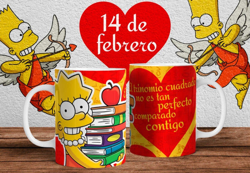 Plantillas Tazas Simpsons Valentin Enamorados #8 Sublimacion 5