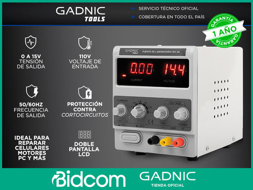 Gadnic Laboratory Power Supply Adjustable 15V 2A LCD Digital 1