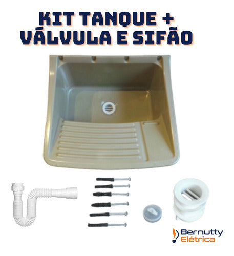 Kit Tanque Creme Lavatório Abs 15 Litros Com Válvula Sifão 1