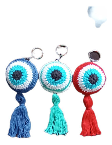 Monacrochet_uy Turkish Eye Keychain - Crochet Woven 0