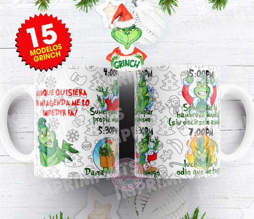 Plantillas Tazas Navidad Grinch Diseños Sublimar #tn08 1