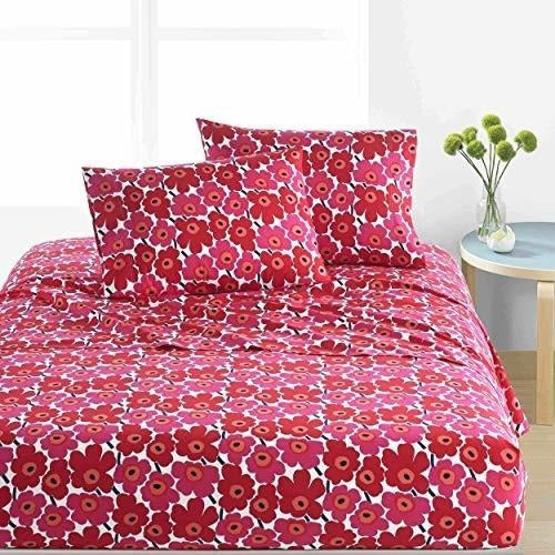 Marimekko Unikko Twin Extra Large Bedding Set Red 0