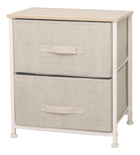 Mueble 2 Cestos Tela/acero Beige 0