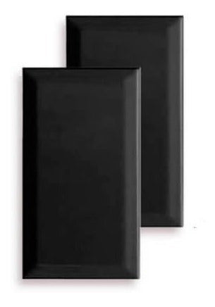 Casa Ferroti Subway Tile 10x20 Glossy Black Beveled Wall Bath 1