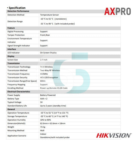 Hikvision Ax Pro Detector De Temperatura Inalámbrico 2