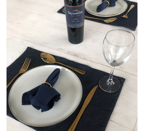 Noi Rectangular Jean Fabric Table Mats Set of 2 2