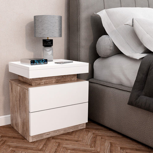 La Font Modern Nightstand with 2 Drawers in High-Quality Melamine 1