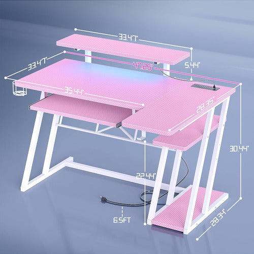 Armocity L-Shaped Gaming Desk with Monitor Stand 2