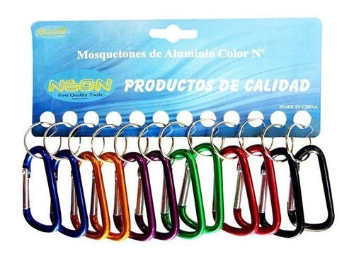 Neon Mosquetones De Aluminio De Colores X12 - 8cm EVOL0198 0