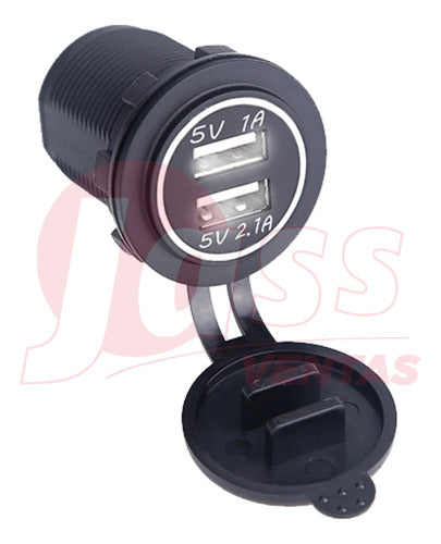 Dual USB Charging Socket for Flush Mounting in Car 12/24V Motorcycle 4x4 Truck Off-Road 2