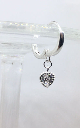 Andi Joyas y Accesorios Silver 925 Mini Heart Hanging Hoop Earrings 1