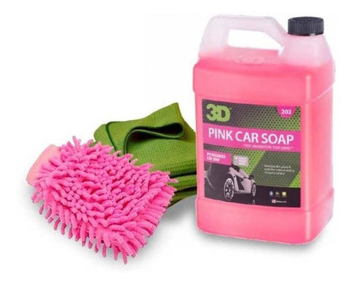 3D Pink Car Soap Kit - 3-Piece Washing Set 0