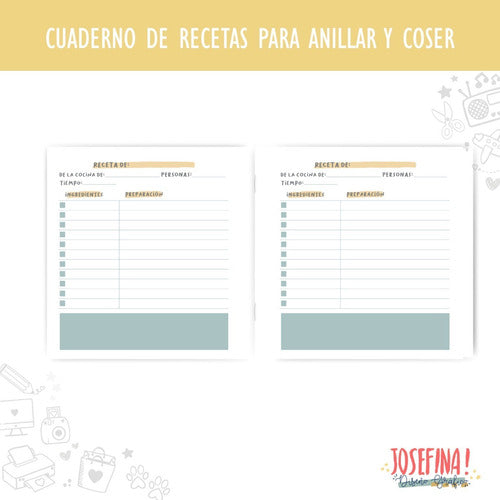 Josefina Diseño Imprimible Cuaderno De Recetas Para Anillar Y Coser 3