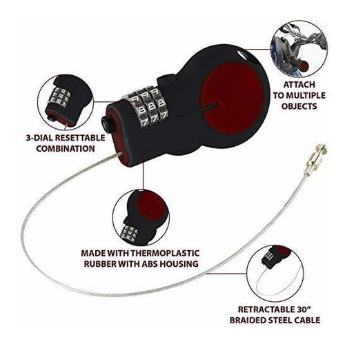 Lewis N. Clark TSA Approved Padlock & Bike Lock For Luggage Travel - Red 1