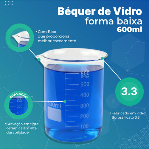 Béquer Becker De Vidro Forma Baixa (griffin) 600ml 3