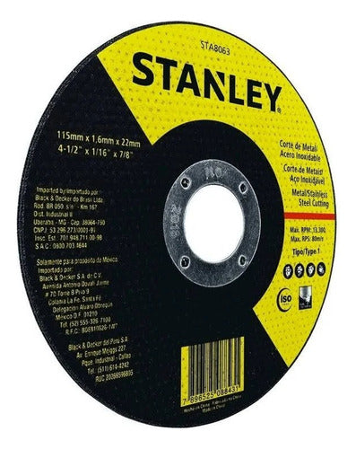 Disco Corte Amoladora 4 1/2 Stanley 115mm X 1 Mm X100u 2