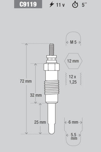 Kessel Glow Plug Peugeot 205 306 405 406 504 505 605 1